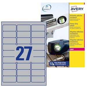 Avery L6011-8 labelprinter, zelfklevend, om te bedrukken – etiketten om te bedrukken (zilverkleurig, zelfklevend, A4, polyester, laser, permanent)