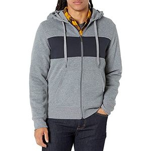 Amazon Essentials Heren fleece hoodie met doorlopende ritssluiting (verkrijgbaar in grote maat), zwart grijs gemêleerd, M