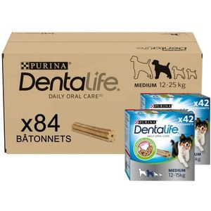 PURINA DENTALIFE Medium | traktaties voor middelgrote honden | 84 kauwsticks | granen | Maxi Pack | 2 x 966 g | 1,93 kg | mondhygiëne