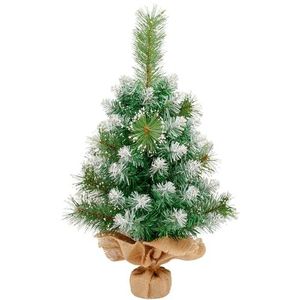 60 cm, kleine witte kerstboom met 3 soorten dennenbladeren, mini-kunsttafel van pvc, basis van katoen, linnen en cement voor kerstdecoraties