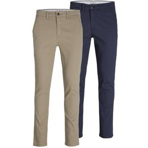 JACK & JONES JEANS INTELLIGENCE Slim Fit Broek JJIMARCO JJDAVE Beige/Donkerblauw - (set van 2)