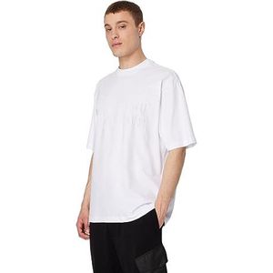 Armani Exchange Polo oversized Heavy Cotton Jersey Embossed Logo Jumper Polo pour homme, Blanc., L