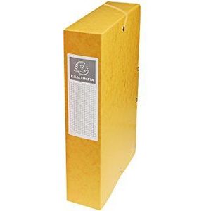 Exacompta 50609E Premium verzamelbox, gemonteerd met elastiek, 60 mm breed, van extra sterk gekleurd karton met rugetiket voor DIN A4, geel, 8 stuks