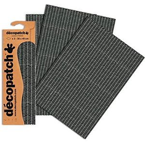 Décopatch - Ref C759O - 3 vellen zwart en wit bandenpapier - 30 x 40 cm - Voor gebruik met lijm en vernis Décopach - Zwart en wit