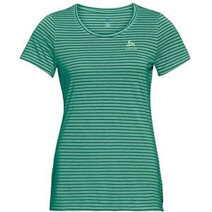 Odlo Concord Element T-shirt voor dames, korte mouw, Mintcrème - Quetzal Green - strepen