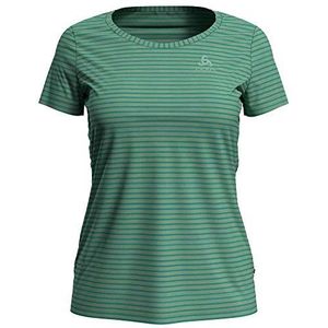 Odlo Concord Element T-shirt voor dames, korte mouw, Mintcrème - Quetzal Green - strepen