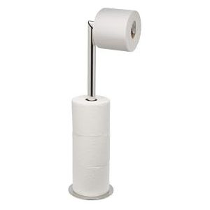 Joseph Joseph EasyStore Luxe toiletpapierhouder op voet, 2-in-1 houder van roestvrij staal, capaciteit 4 rollen