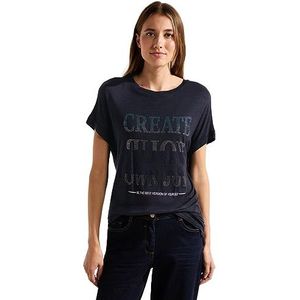 Cecil B320344 Dames T-shirt met korte mouwen en sierstenen, Nachtblauw