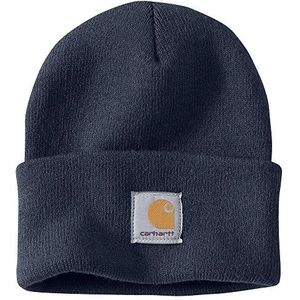 Carhartt gebreide muts met omslag, beanie, uniseks, 1 stuk, Navy Blauw