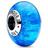 Pandora Moments 791691C02 diepblauwe oceaan bedel iriserend sterling zilver met kunstmatige opaal, geschikt voor momenten, maat: 13,6 cm, één maat, sterling zilver, synthetische opaal, Sterling