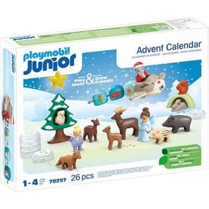 Playmobil 70297 Junior: Adventskalender junior kerstman en bosdieren - met 24 spannende deuren - speelgoed van plantaardige materialen - vanaf 12 maanden