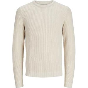 Jack & Jones Jjelewis gebreide herentrui met ronde hals, Lichtbeige