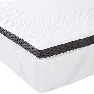 Amazon Basics Matrastopper van Visco-elastisch schuim, comfortabel, met riemen, 4 cm - 150 x 200 cm