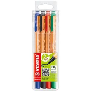 Stabilo Greenpoint Viltstift, 4 pennen, middelste punt, verschillende kleuren