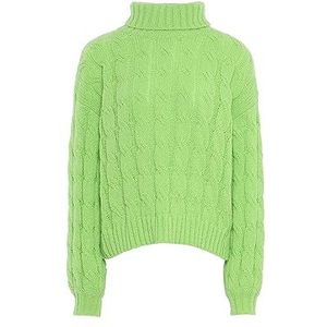 Libbi Pull à col roulé pour femme en tricot solide en polyester - Vert citron - Taille XS/S, citron vert, XS