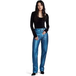 G-STAR RAW Viktoria High Straight Wmn Jeans voor dames, Blauw (Luna Blue Metal Coating D23959-d436-g264)