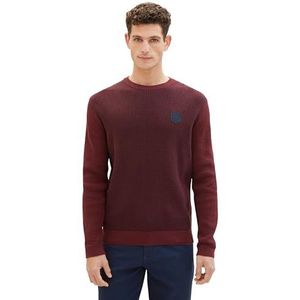 TOM TAILOR 1039715 heren sweater, 34423 - Tawny Port Red Navy Twotone
