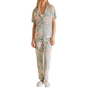 Women'Secret Pyjama à manches courtes Daily Aquamarine pour femme, Imprimé bleu, S