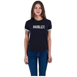 Hurley Oceancare T-shirt voor dames, kort contrast, zwart, M, zwart.