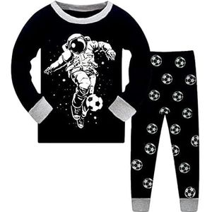 EULLA Pyjamaset voor kleine jongens katoenen nachtkleding lange mouwen pyjama set, Space Man 1, 1-2 jaar, Space Man 1