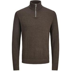 Jack & Jones Jjeemil gebreide herentrui met halve ritssluiting, Mulch/Detail: gedraaid