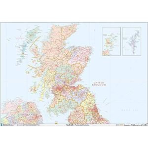 XYZ Maps Scotland Postcode District 2A wandkaart, gelamineerd, 1189 mm x 1682 mm