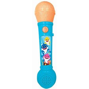 Lexibook - Baby Shark microfoon voor kinderen, muziekspel, geïntegreerde luidspreker, lichteffecten, demo melodieën inbegrepen, blauw/oranje, MIC80BS
