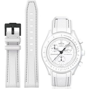 BONACE Siliconen gebogen reservearmband, compatibel met Omega X Swatch, 20 mm, Omega Swatch Moonswatch Speedmaster, reservearmband, voor dames en heren