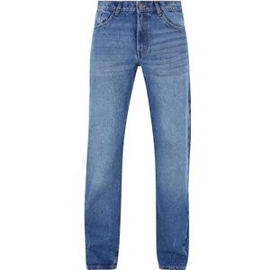 Urban Classics Heavy Ounce Straight Fit Jeans Heren Broek, New Mid Blue Washed