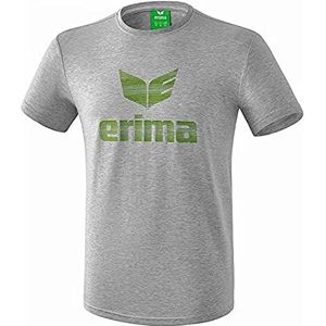 Erima Essential T-shirt, uniseks, voor kinderen (1 stuk), Lichtgrijs gemêleerd/Twist of Lime