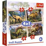 4-in-1 puzzel 35, 48, 54, 70 stukjes - dinosaurus (kinderpuzzel)
