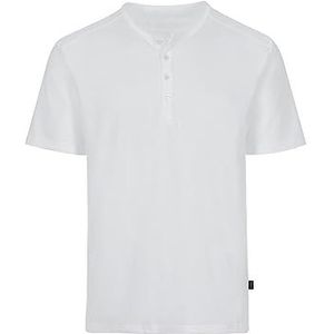 Trigema Heren T-shirt met knoopsluiting van luxe katoen, Wit