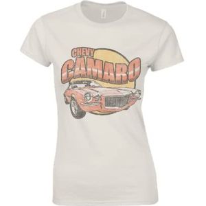 Recovered Vintage Chevy Camaro Ecru Fitted T-shirt voor dames, ecru, L, ECRU