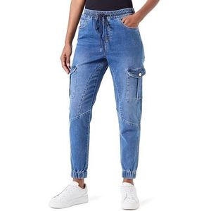 ONLY Onlkelda Cargo Cut Elas Dnm Gua Jeans voor dames, Medium blauwe denim