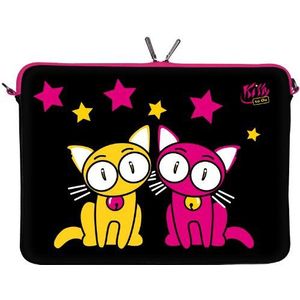 Kitty to Go LS144-15 neopreen beschermhoes voor MacBook Pro 15 inch (39,1 cm (15,6 inch) motief kat zwart/roze