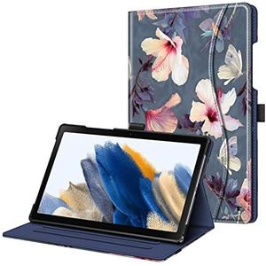 FINTIE Hoes voor Samsung Galaxy Tab A8 10,5 inch model 2022 (SM-X200/X205) - Portemonneehoesje met meerdere hoeken met vak, automatische slaap/waakfunctie, hibiscus bloemen