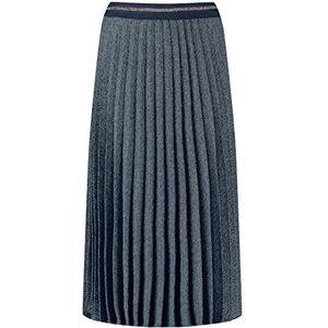 Taifun Plissérok voor dames, met elastische tailleband, plissérok met patroon plissé rok met kuitlengte, Marineblauwe print.