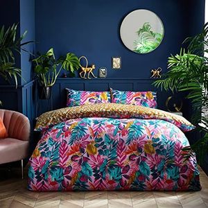 furn. Beddengoedset voor eenpersoonsbed, motief psychedelische jungle, roze
