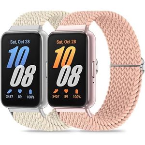 Wizvv 2 stuks horlogebandjes, compatibel met Samsung Galaxy Fit 3, zacht nylon, gevlochten horlogebandje voor Samsung Galaxy Fit 3 SM-R390, voor dames en heren, Nylon