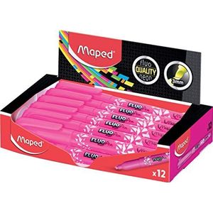 MAPED - Doos met 12 markeerstiften Fluo'Peps Pen, kleur: roze - ideaal voor pennenetui