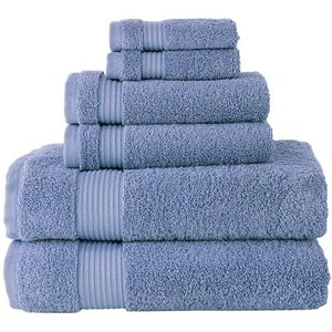 BERIBO Serenity Set van 6 Turkse handdoeken, 2 badhanddoeken, 2 handdoeken, 2 gezichtshanddoeken, 600 g/m², 100% katoen (Serenity Blue)