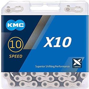 KMC Uniseks ketting X10 10 versnellingen, zilver/zwart, 122 schakels