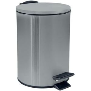 Spirella Pedaalemmer Cannes - zilver - 3 liter - metaal - L17 x H25 cm - soft-close - toilet/badkamer