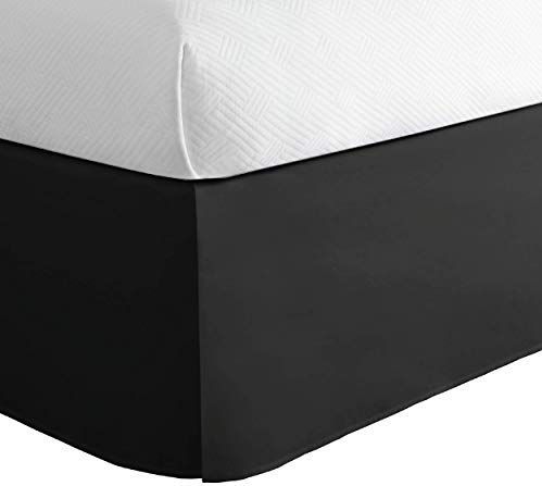 TODAY'S HOME Klassieke op maat gemaakte microvezel lattenbodem, vallengte 35,6 cm, stofdichte ruches voor eenpersoonsbed, zwart