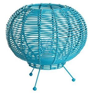 Decoratieve lamp Korba Turkoois, decoratieve lamp, rotan, 60 Watt, blauw, ø 30 x H 26 cm