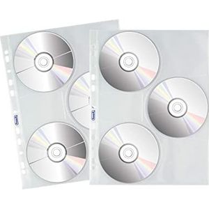 Favorit 100460140 universele CD/DVD-hoesjes, 10 stuks, binnendiameter 12 x 3 cm, glad oppervlak, 3 vakken, inclusief bevestigingssysteem