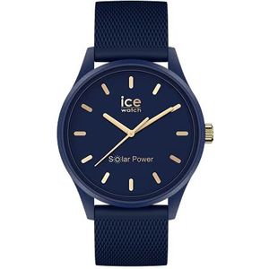 Ice-Watch - ICE Solar Navy Gold Mesh – dameshorloge met siliconen horlogeband – 018744 (medium), blauw, horlogeband, Blauw