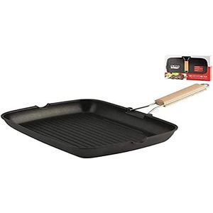 HOME Ilag braadpan met houten handvat, 36 x 26 cm, zwart