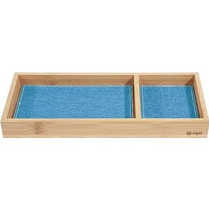 SIGEL SA206 Plateau d'accessoires, en bambou, 24,5 x 2,5 x 10,9 cm, beige/gris foncè/bleu clair