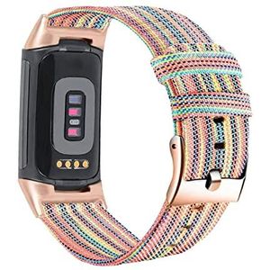 YOOSIDE Fitbit Charge 5 nylon polsband, sneldrogend zacht en kleurrijk geweven canvas voor Fitbit Charge 5